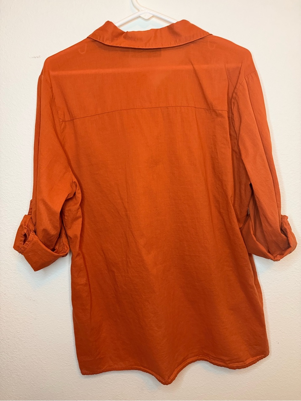 New York & Company Rust Orange Roll Tab Hi Low Button Down Utility Shirt XL - Picture 3 of 6